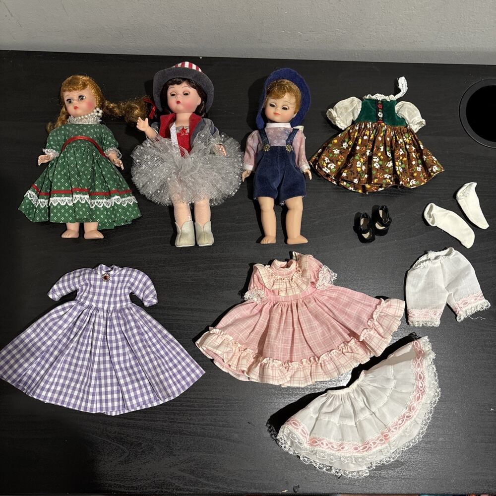LOT 3 Madame Alexander Vintage 8" Dolls & Clothes ** Need Restringing/TLC